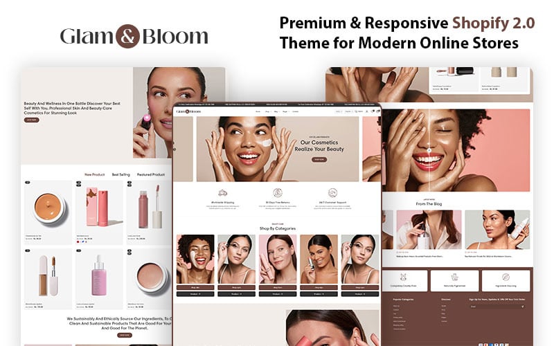 GlamBloom – 美容、化妆品和沙龙的终极 Shopify 主题