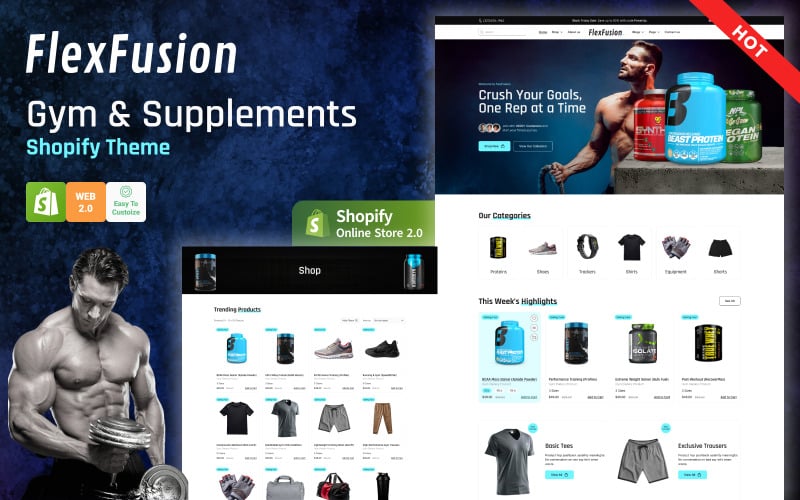 Flex Fusion - Спортивная одежда и фитнес-добавки Shopify 2.0 Тема