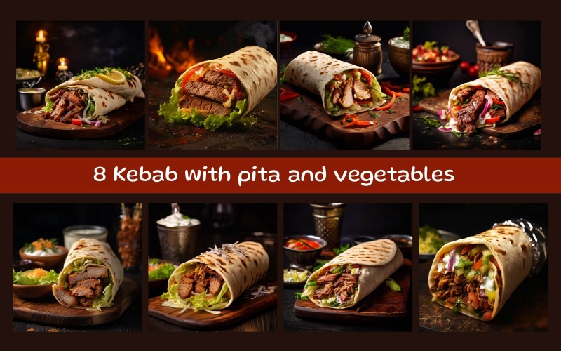 Kebab con pita y verduras