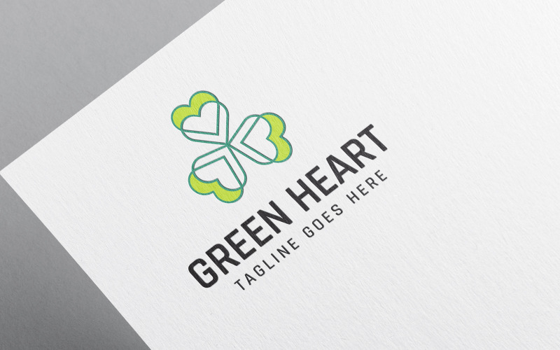 Шаблон логотипа Green Heart Love