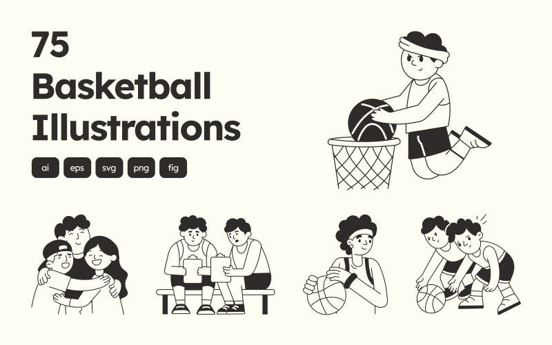 Set di illustrazioni di basket moderno