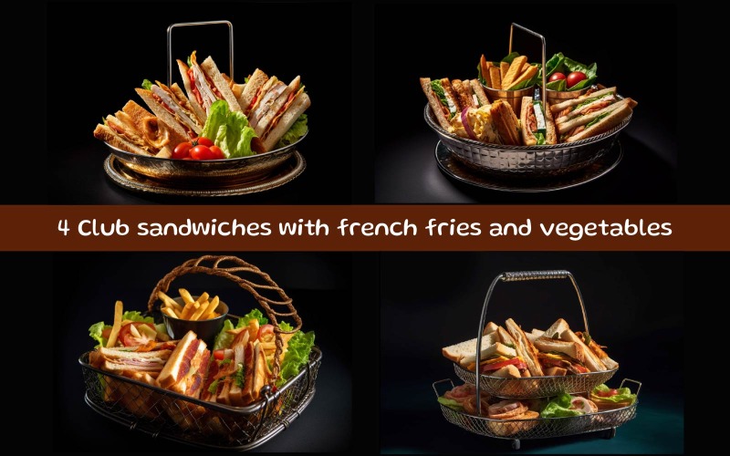 Club sandwichs avec frites et légumes