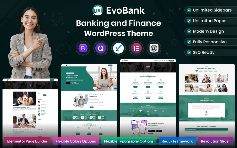 EvoBank - Téma WordPress Bankovnictví a finance