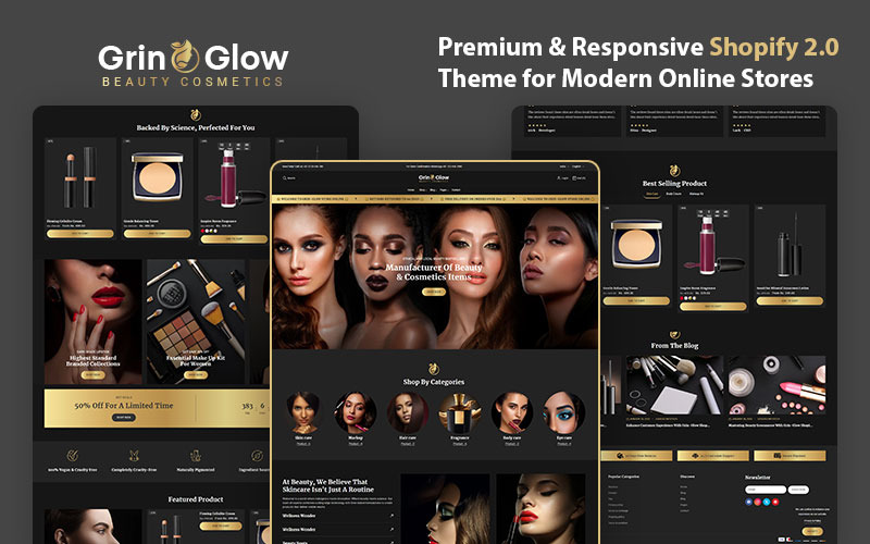 GrinGlow – Das ultimative Shopify-Theme für Kosmetik- und Schönheitsmarken