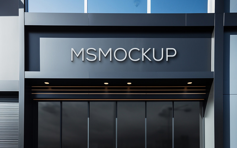 Mockup del logo della vetrina moderna Psd Mockup del logo del cartello frontale dell'acquisto