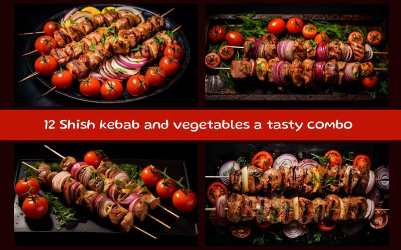 Şiş kebap ve sebzeler lezzetli bir kombinasyon