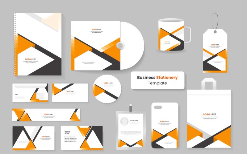 Набір шаблонів канцелярського приладдя для офісу, набір канцелярського приладдя для професійного брендування бізнесу.