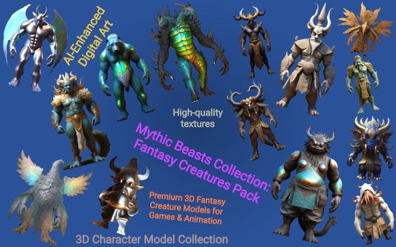 Mythic Beasts Collection: Fantasy Creatures Pack Kostenloses 3D-Modell