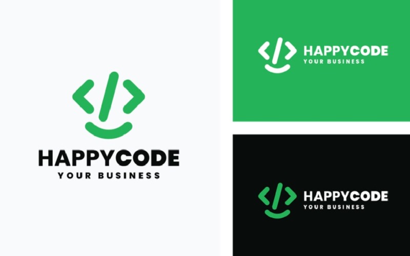 Шаблон логотипа Happy Code Pro