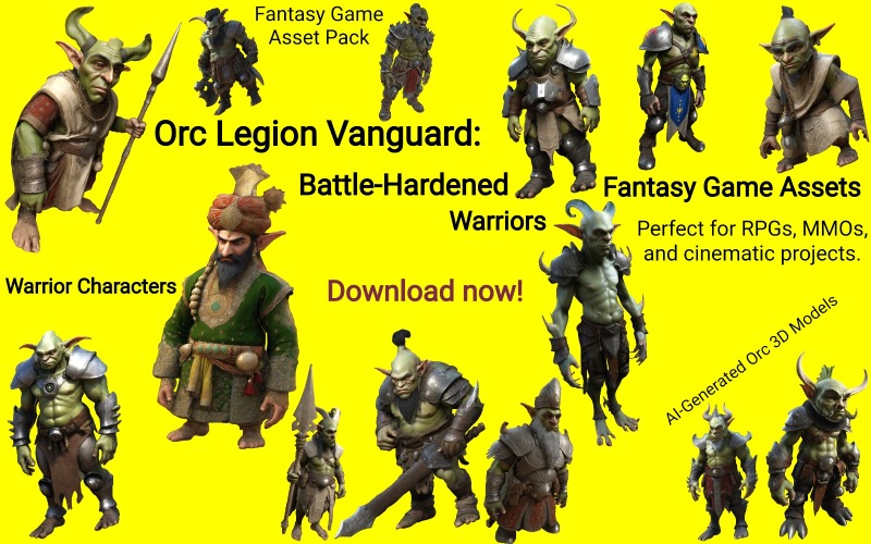 Orc Legion Vanguard: Harc-edzett harcosok 3D-s modellje
