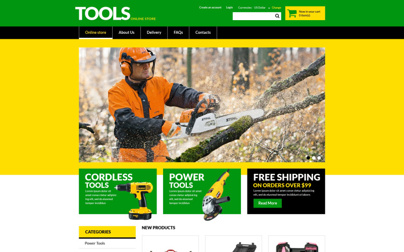 Herramientas y equipos Plantilla VirtueMart