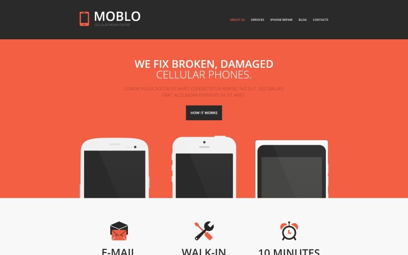 Modello di sito Web reattivo del negozio di dispositivi mobili