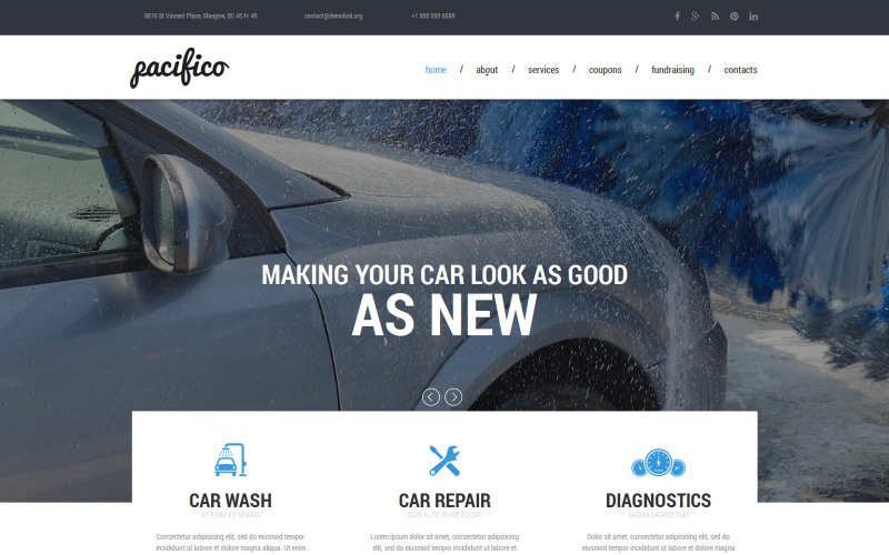 Modello di sito Web reattivo per autolavaggio