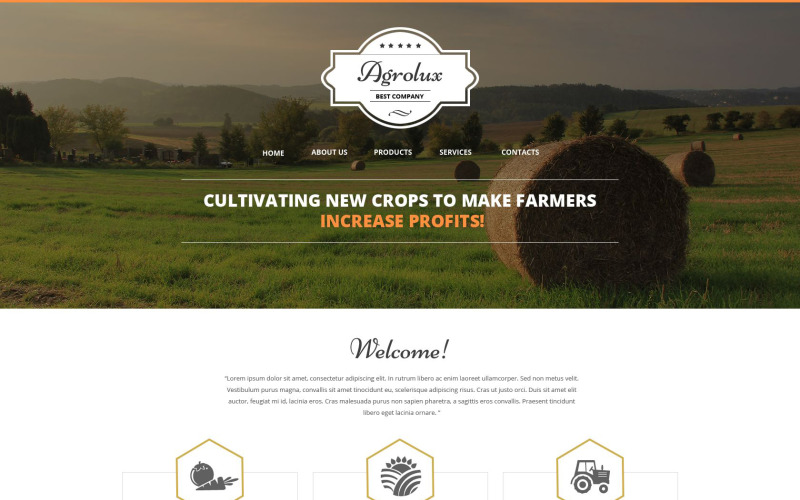 Modello di sito Web reattivo per l'agricoltura