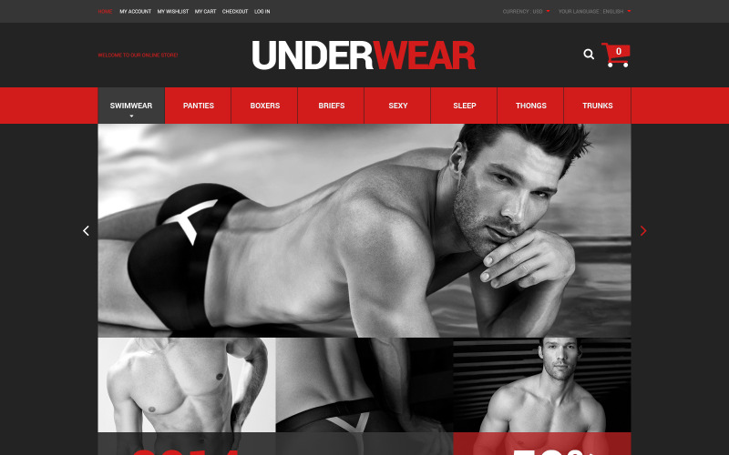 Нижнее белье для мужчин Magento Theme