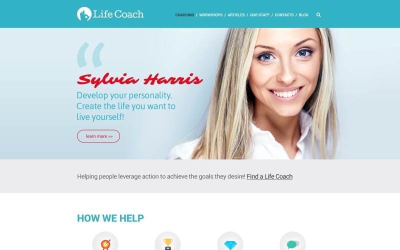 Responsieve websitesjabloon voor Life Coach