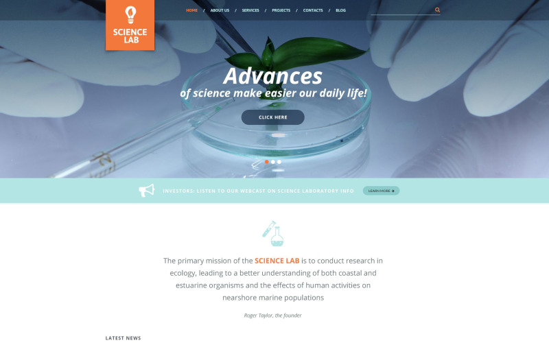 WordPress téma Vědecká laboratoř
