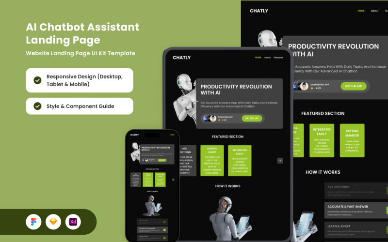 Chatly – Página de destino do assistente de bate-papo com IA