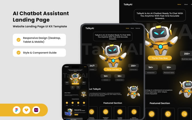 TalkyAI – Página de destino do assistente de bate-papo com IA