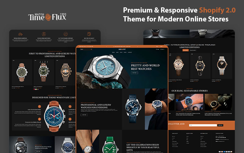 TimeFlux – ведущая тема Shopify для магазина предметов роскоши и умных часов
