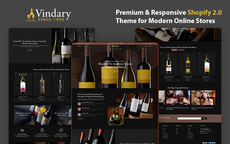 Vindary – 葡萄酒、烈酒和精酿饮料的顶级 Shopify 主题