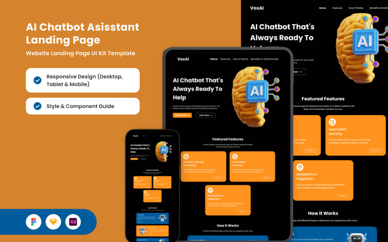 VoxAI – цільова сторінка AI Chat Assistant
