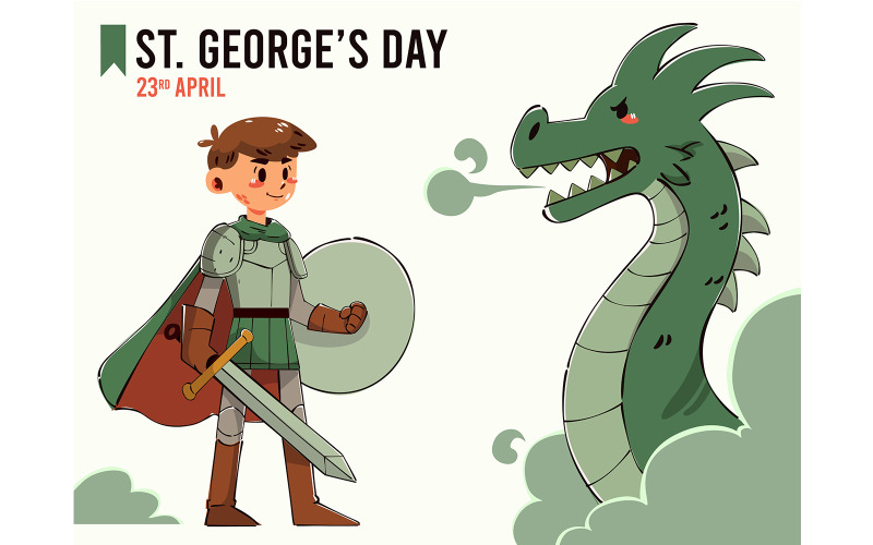 Cartoon St. George Day Horizontální Banner