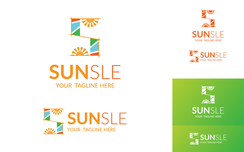Güneş S Harfli Logo Şablonu