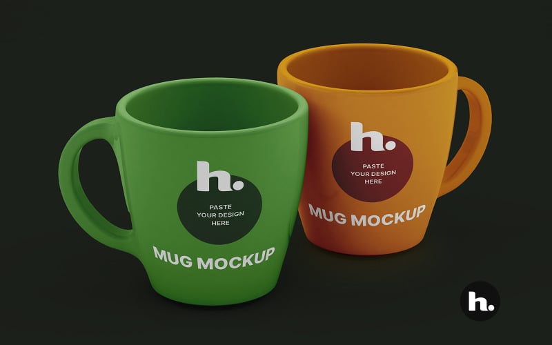Mugs Mockup PSD - Ceramic Mugs on the Editable Background v004