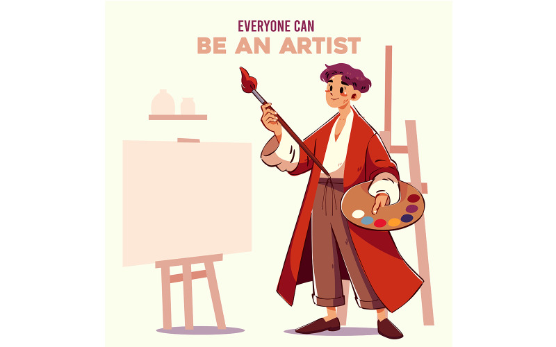 Personaggio artistico con tavolozza pronto per essere creato