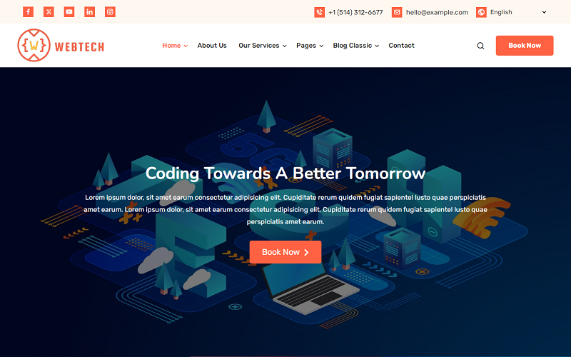 WebTech - Software, Website, Apps, Tecnologia, Solução de TI Tema WordPress de Negócios