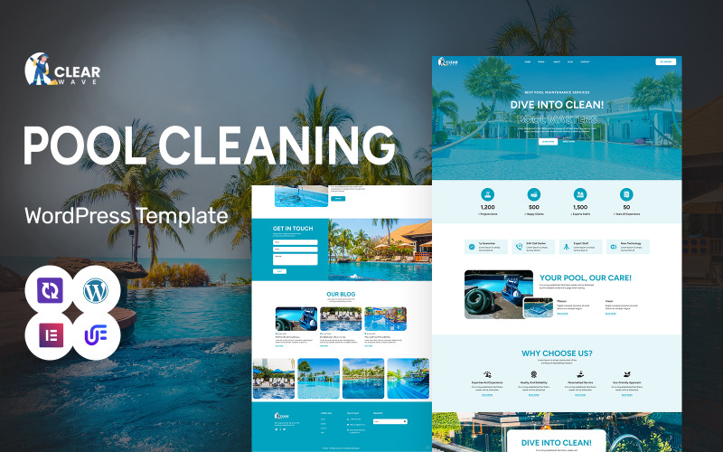 Clear Wave - Havuz Temizliği, Bakımı ve Kurulumu WordPress Elementor Teması