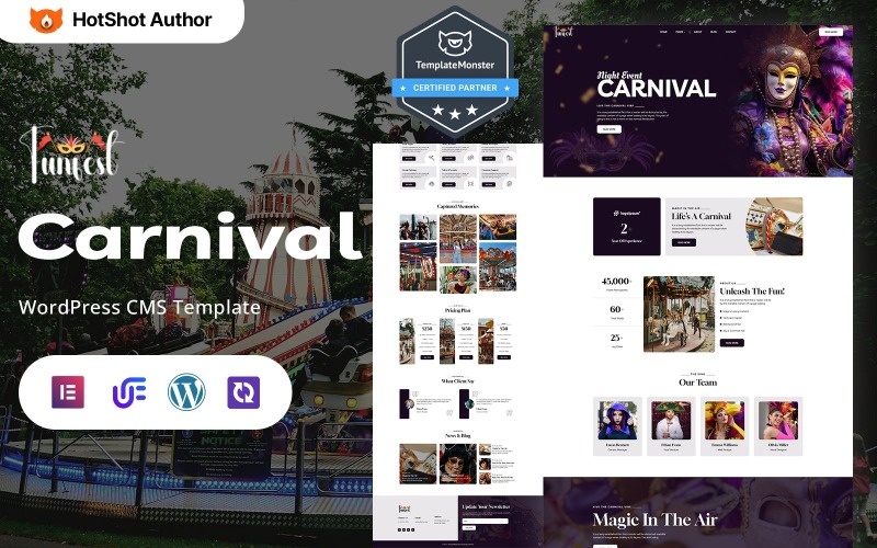 Funfest - Tema WordPress Elementor para eventos de parque de diversões e carnaval