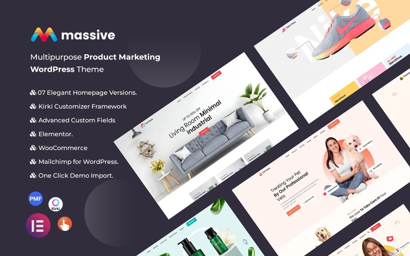 Massive — многоцелевая тема WordPress для маркетинга продуктов