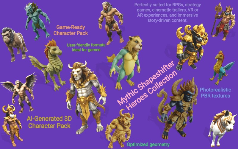 Modèle 3D de la collection Mythic Shapeshifter Heroes