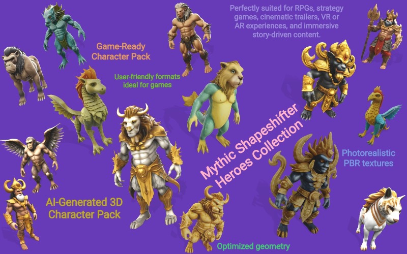 Mythic Shapeshifter Heroes Collection 3D-modell