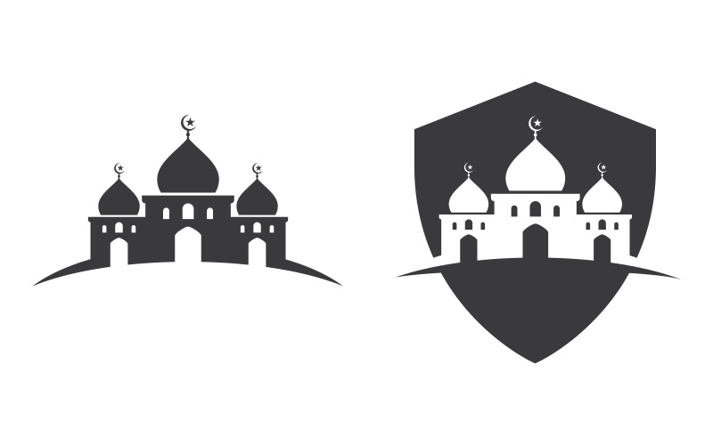 Illustrazione del logo vettoriale islamico della moschea Modello di progettazione v.9