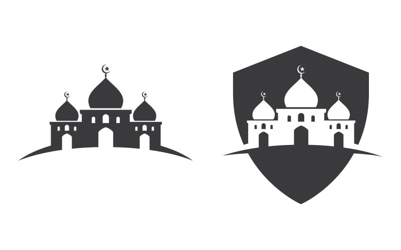 Mesquita Islâmica - Ilustração vetorial do logotipo - Modelo de design v.9