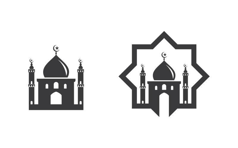 Modèle de conception de logo vectoriel islamique de mosquée v.2