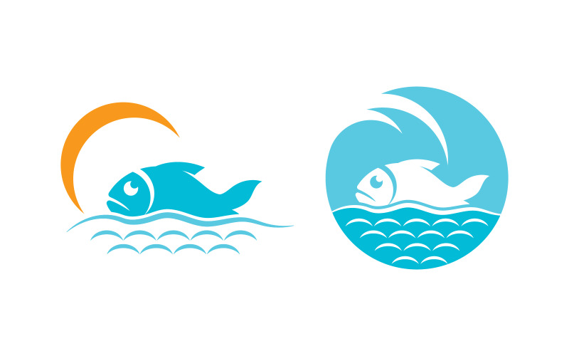 Modèle de logo d'illustration d'icône de poisson v.7