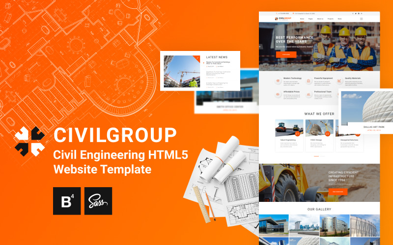 гражданское строительство html5 шаблон сайта