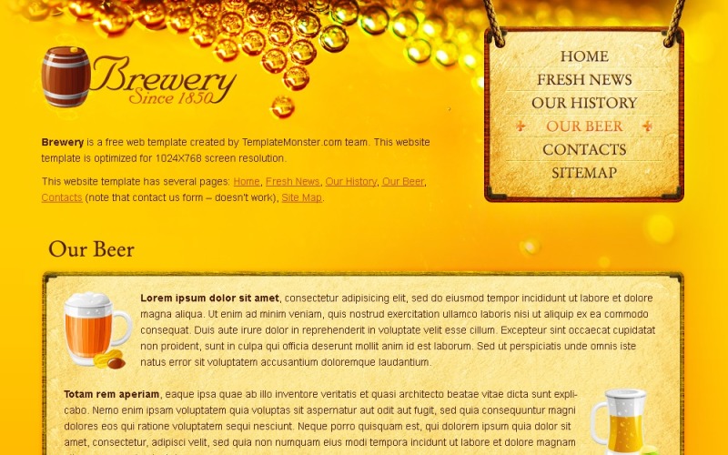 Free Beer and Brewery Website Template