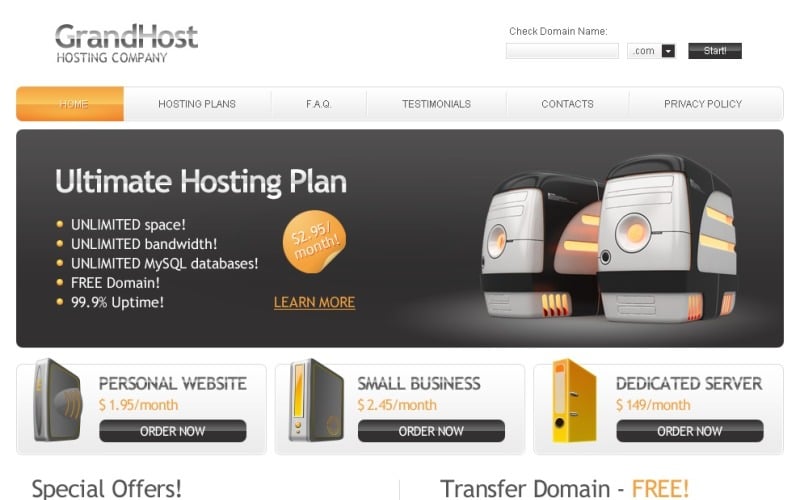 Free Hosting Website Theme Website Template