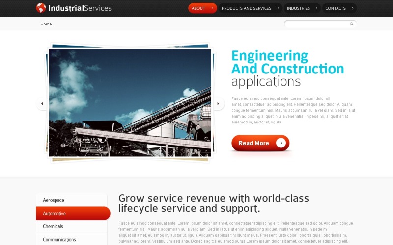 Gratis HTML5 webbplatsmall - webbplatsmall för industriella tjänster