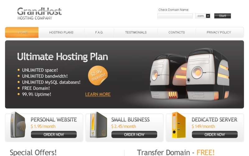 Kostenlose Hosting Website Theme Website Vorlage