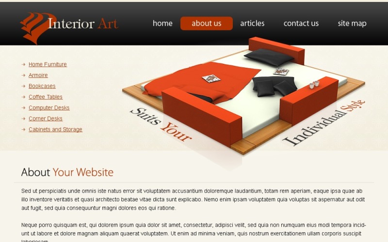 Modello di sito Web a tema sito Web di interior design gratuito