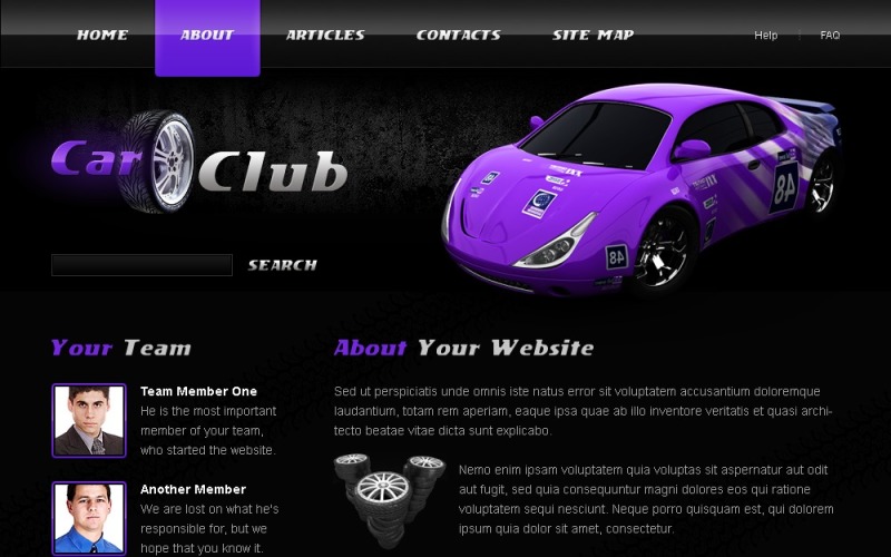 Šablona webových stránek Car Club zdarma