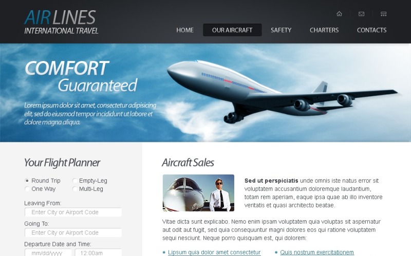 Šablona webových stránek HTML5 zdarma – Šablona webových stránek společnosti Airlines