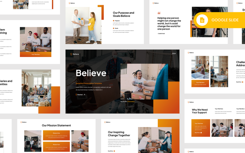 Believe - Modello di presentazione di Google per beneficenza e donazioni