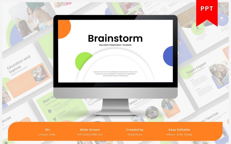 Burza mózgów – Szablon PowerPoint dotyczący edukacji